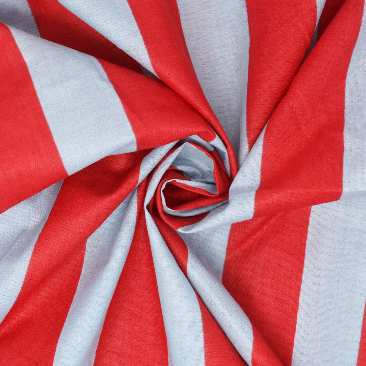 Cotton Block Print Lawn Stripe Baby Blue Red ½ yd-Fabric-Spool of Thread
