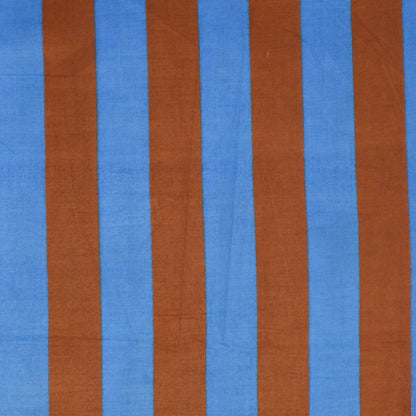 Cotton Block Print Lawn Stripe Blue Brown ½ yd-Fabric-Spool of Thread
