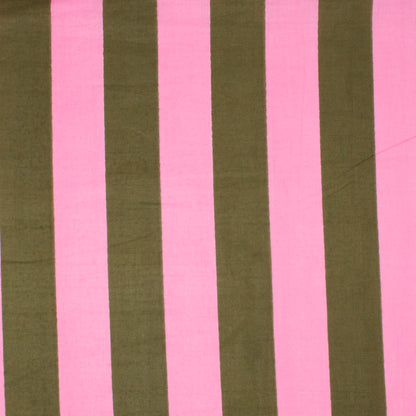 Cotton Block Print Lawn Stripe Green Pink ½ yd-Fabric-Spool of Thread