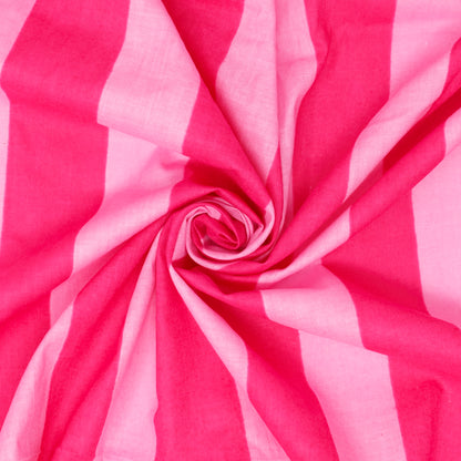Cotton Block Print Lawn Stripe Magenta Pink ½ yd-Fabric-Spool of Thread