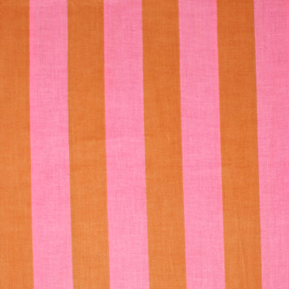 Cotton Block Print Lawn Stripe Pink Mustard ½ yd-Fabric-Spool of Thread