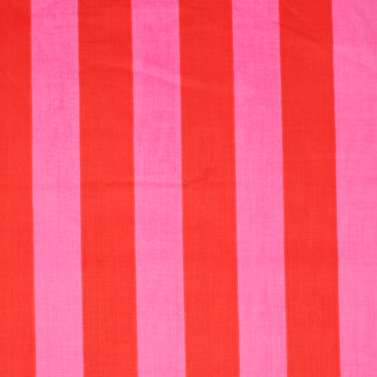 REMNANT Cotton Block Print Lawn Stripe Pink Red - 1.03 yards-Fabric-Spool of Thread