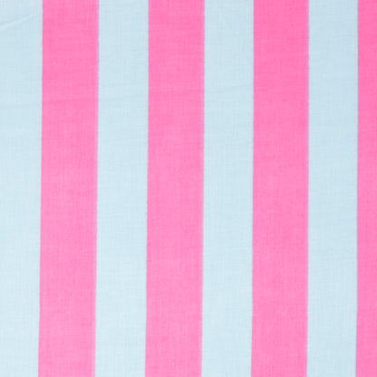 Cotton Block Print Lawn Stripe Pink Turquoise ½ yd-Fabric-Spool of Thread
