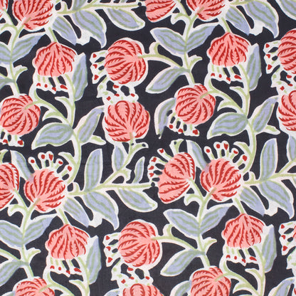 Cotton Block Print Lawn Succulent Bloom Navy ½ yd-Fabric-Spool of Thread