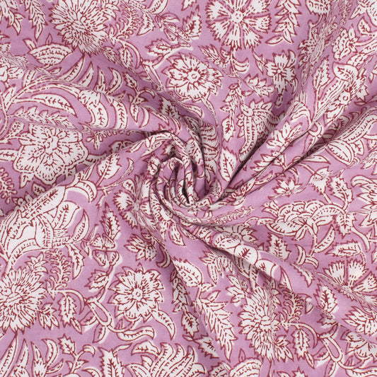 Cotton Block Print Lawn Wildflower Lavender ½ yd-Fabric-Spool of Thread