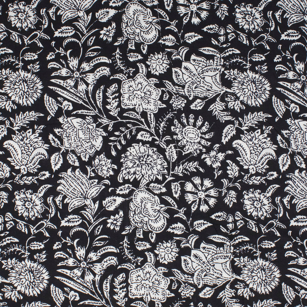 Cotton Block Print Lawn Wildflower Midnight Black ½ yd-Fabric-Spool of Thread