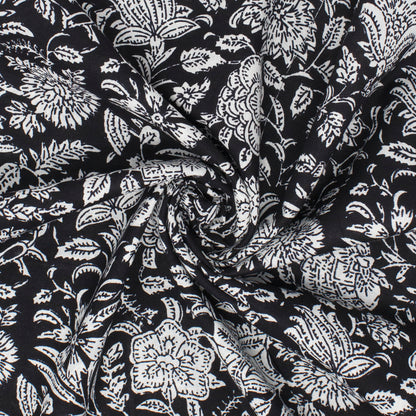 Cotton Block Print Lawn Wildflower Midnight Black ½ yd-Fabric-Spool of Thread