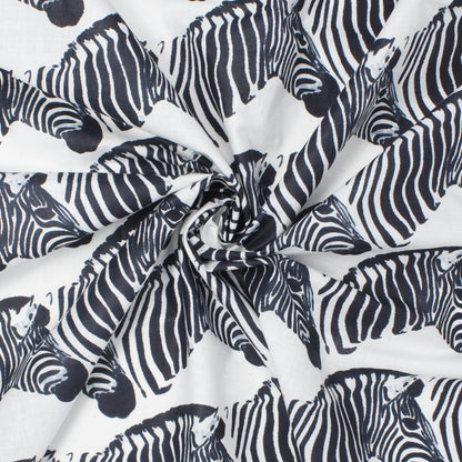Cotton Block Print Lawn Zebra Herd Midnight ½ yd-Fabric-Spool of Thread