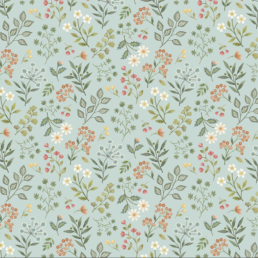 Woodland Heart Toss Aqua ½ yd