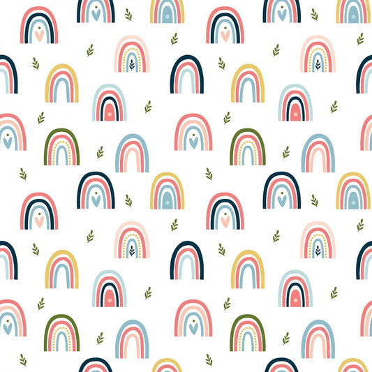 Day In The Life Rainbows White ½ yd-Fabric-Spool of Thread