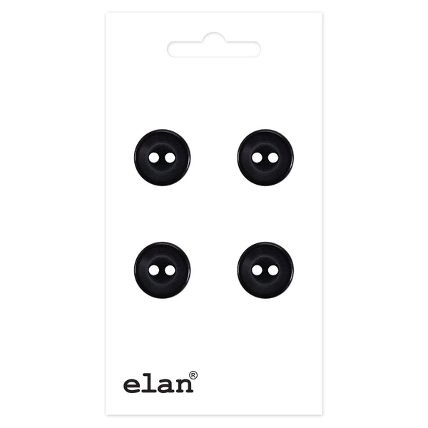 Delightful Button - 12mm (½"), 2 Hole, Raven Black- 4 count-Notion-Spool of Thread
