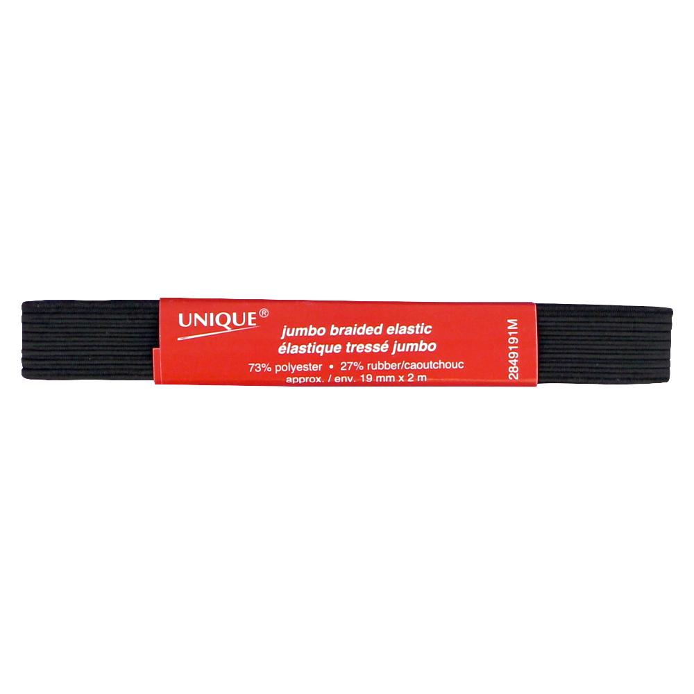 Elastic Braided, Black, 19mm (.75") x 2m (2.19y)-Notion-Spool of Thread
