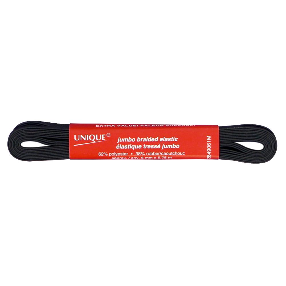 Elastic Braided, Black, 6mm (.25") x 5.75m (6.29y)-Notion-Spool of Thread