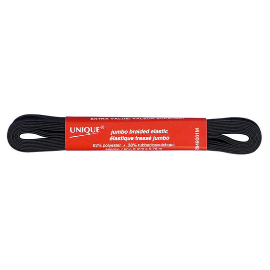 Elastic Braided, Black, 6mm (.25") x 5.75m (6.29y)-Notion-Spool of Thread