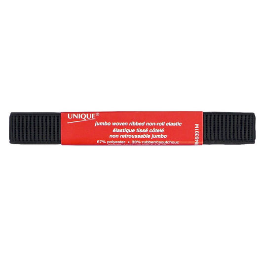 Elastic Ribbed Non-Roll, Black, 19mm (.75") x 1.5m (1.64y)-Notion-Spool of Thread