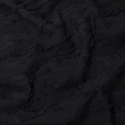 Elio Cotton Linen Fringe Jacquard Dark Side Black ½ yd-Fabric-Spool of Thread