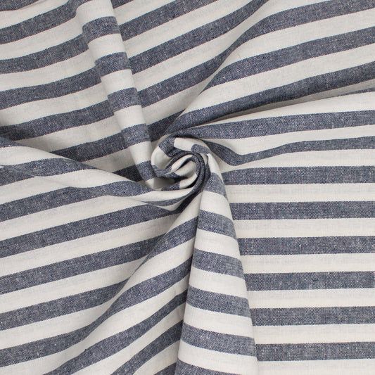 Essex Linen Cotton Stripe Indigo ½ yd