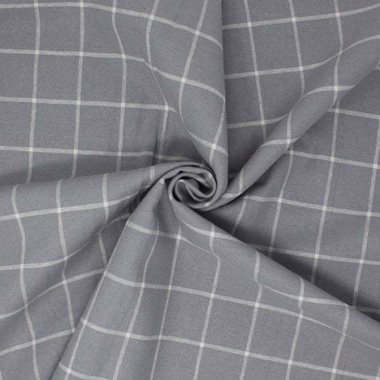 Essex Linen Cotton Windowpane Steel ½ yd