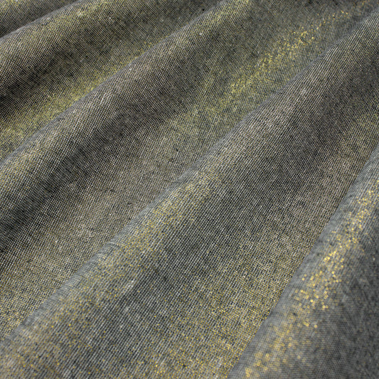 Essex Linen Cotton Yarn Dye Storm with Metallic ½ yd