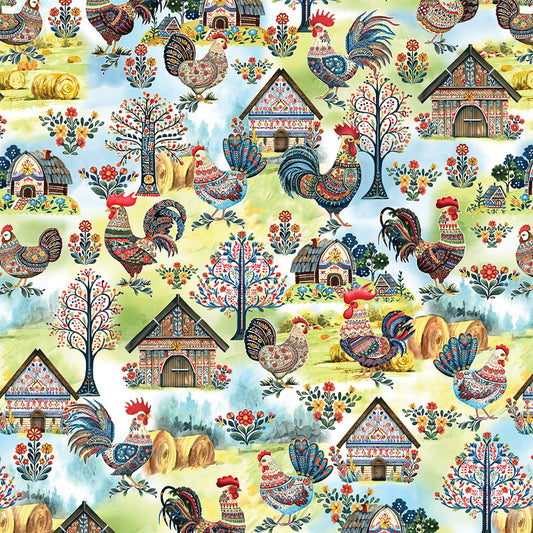 Farm Feathered Folk Multi ½ yd-Fabric-Spool of Thread