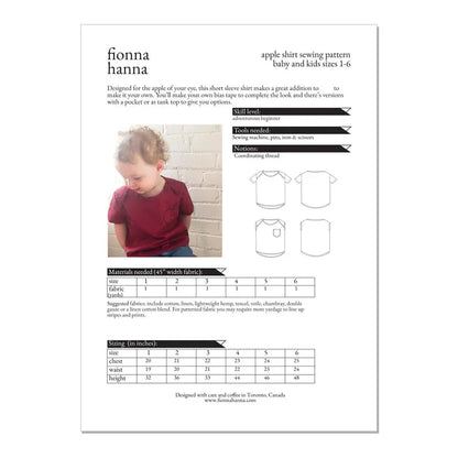 Fionna Hanna Apple Shirt Paper Pattern