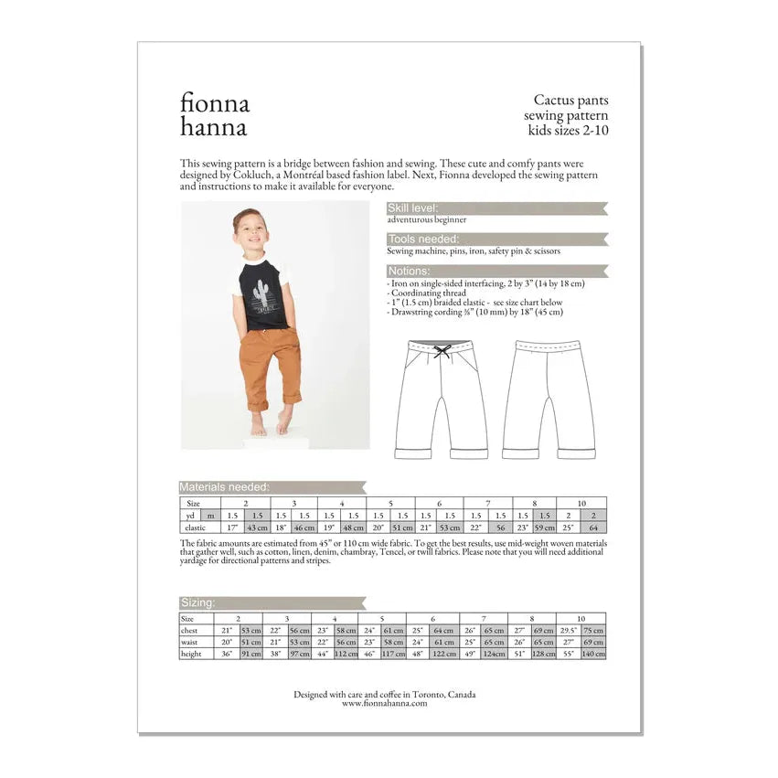 Fionna Hanna Cactus Pants Paper Pattern-Pattern-Spool of Thread