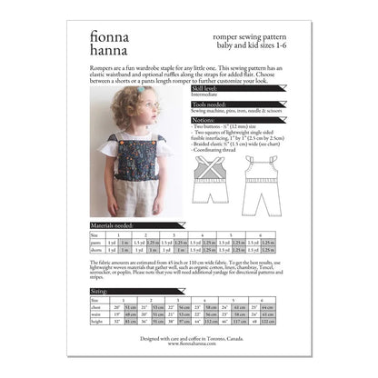 Fionna Hanna Ruffle Romper Paper Pattern