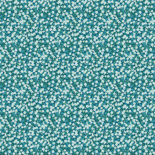 Florescence Blossoms Teal ½ yd-Fabric-Spool of Thread