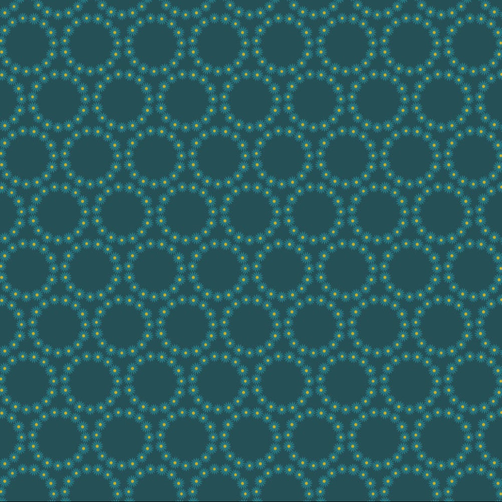 Florescence Daisy Crown Teal Metallic ½ yd-Fabric-Spool of Thread