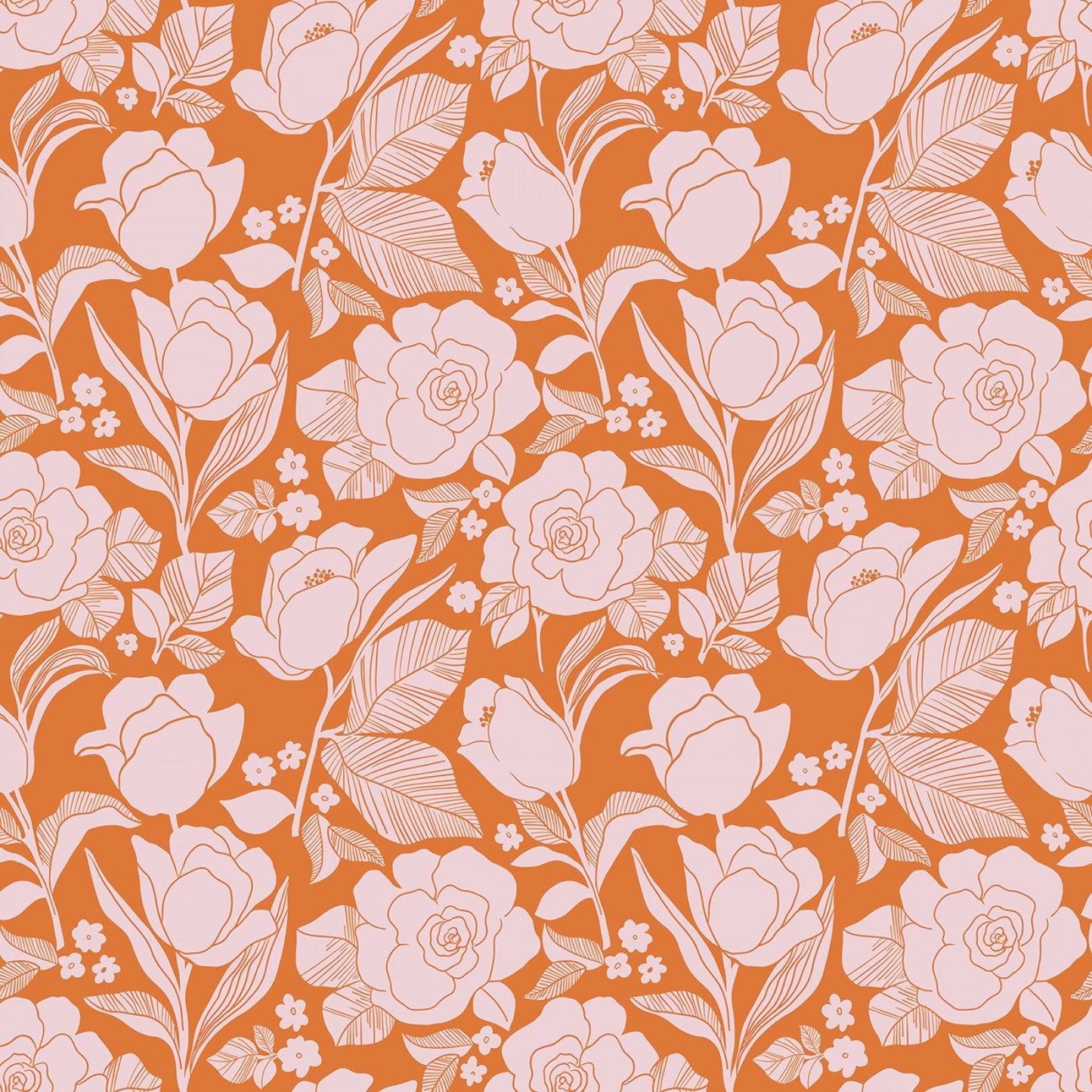 Flower Farm Tulips Orange ½ yd-Fabric-Spool of Thread