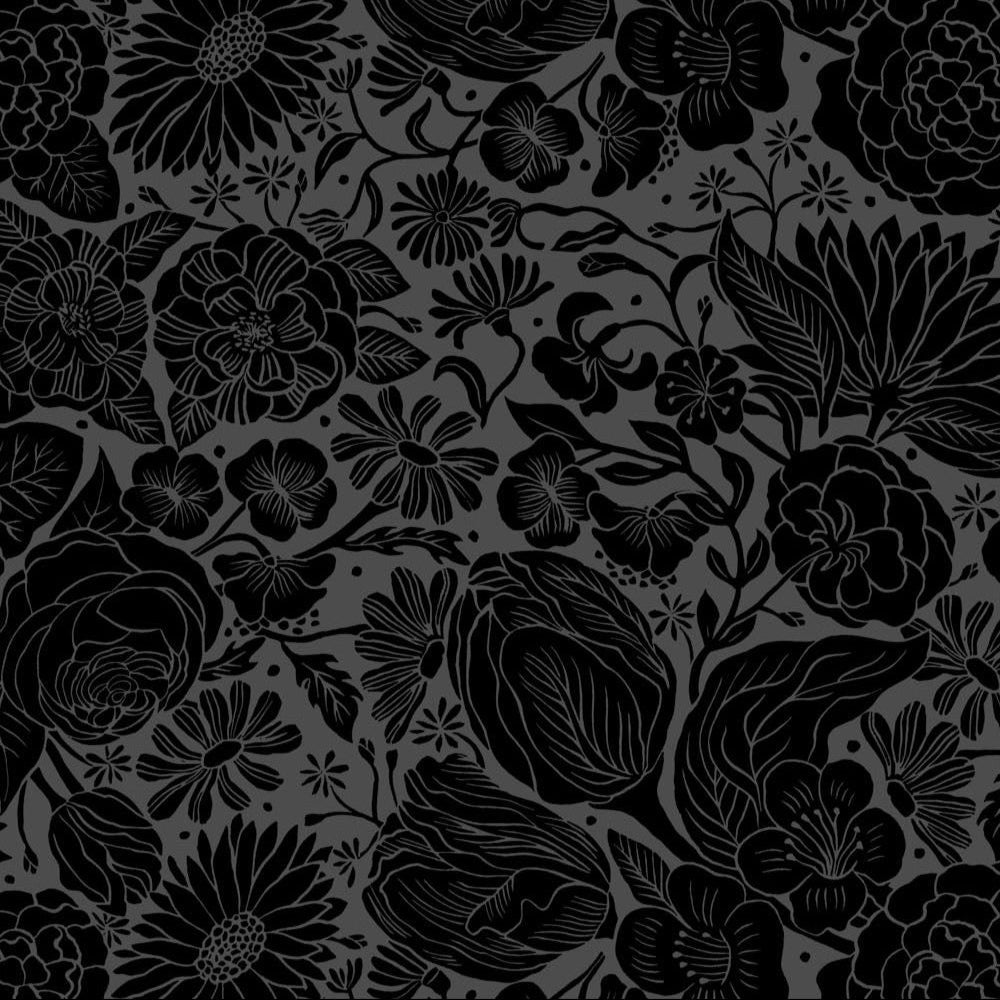 Folktale Rayon Floral Black ½ yd-Fabric-Spool of Thread