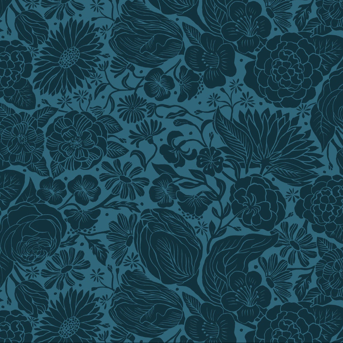 Folktale Rayon Floral Blue ½ yd-Fabric-Spool of Thread