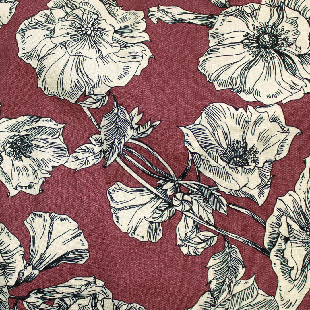 Fraser Rayon Pressed Flowers Maroon ½ yd-Fabric-Spool of Thread