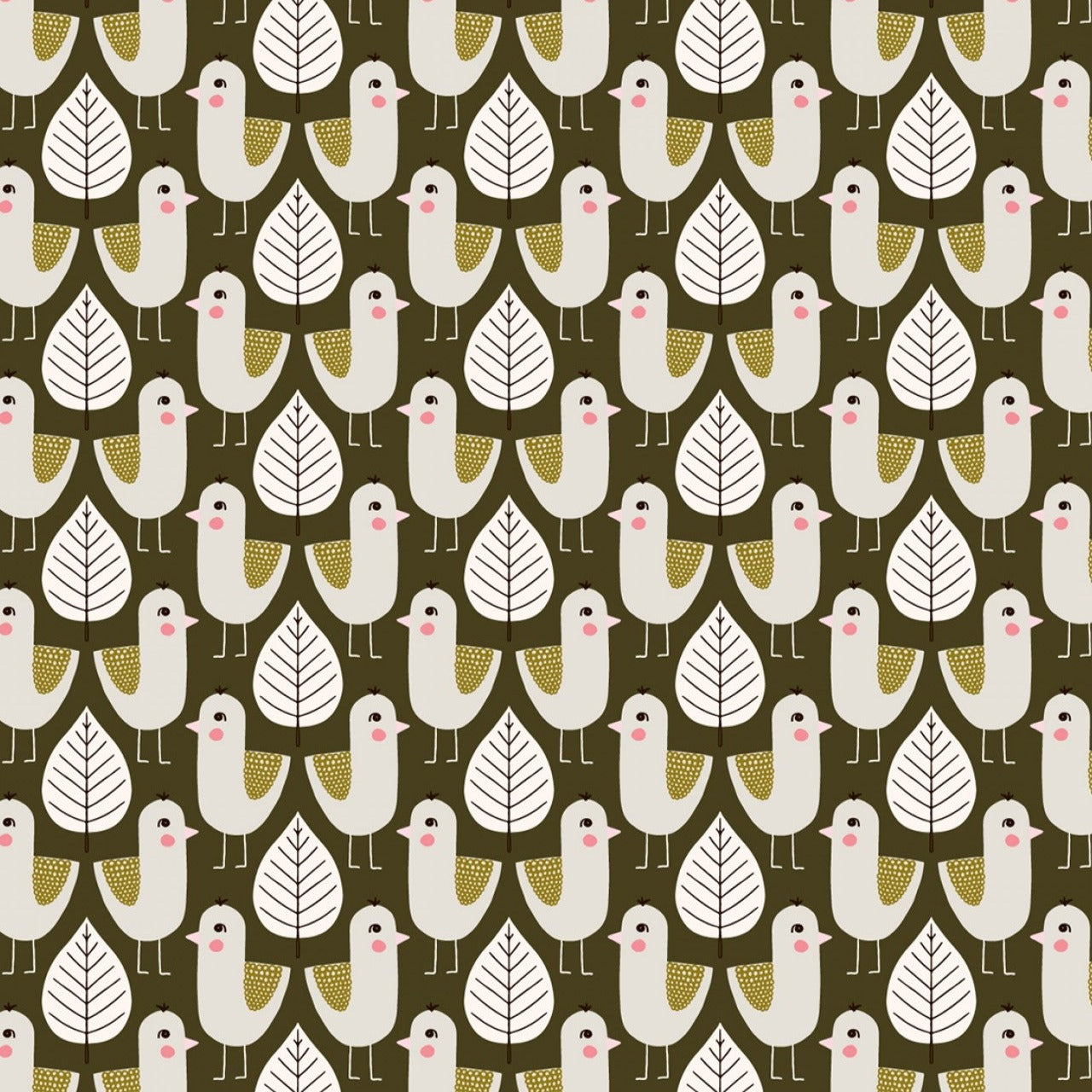 Gardenwatch Bird and Leaf Olive ½ yd-Fabric-Spool of Thread