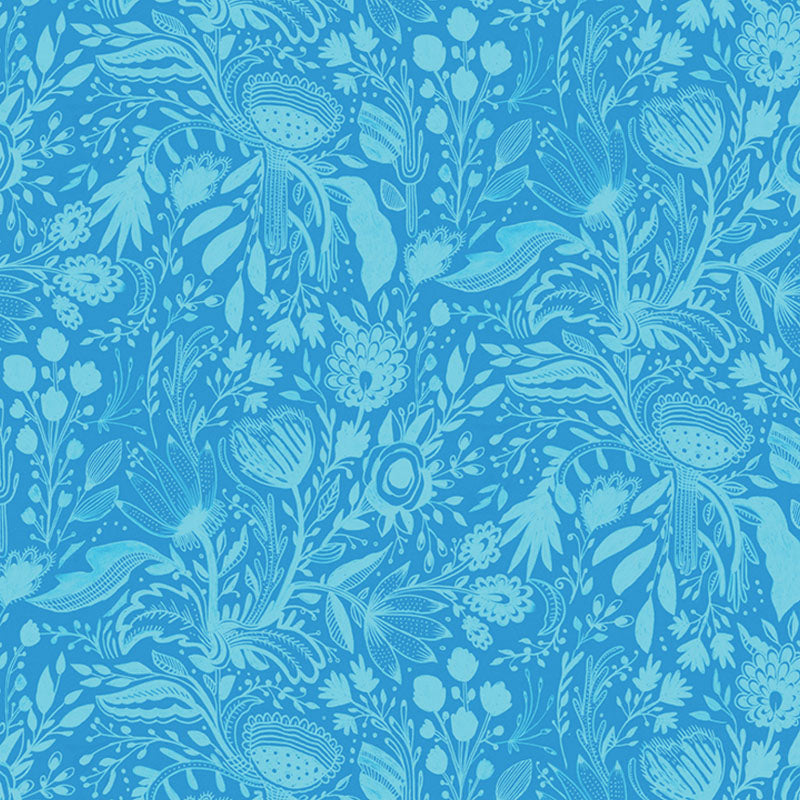 Gentle Warriors Modern Mushrooms Dark Turquoise ½ yd-Fabric-Spool of Thread