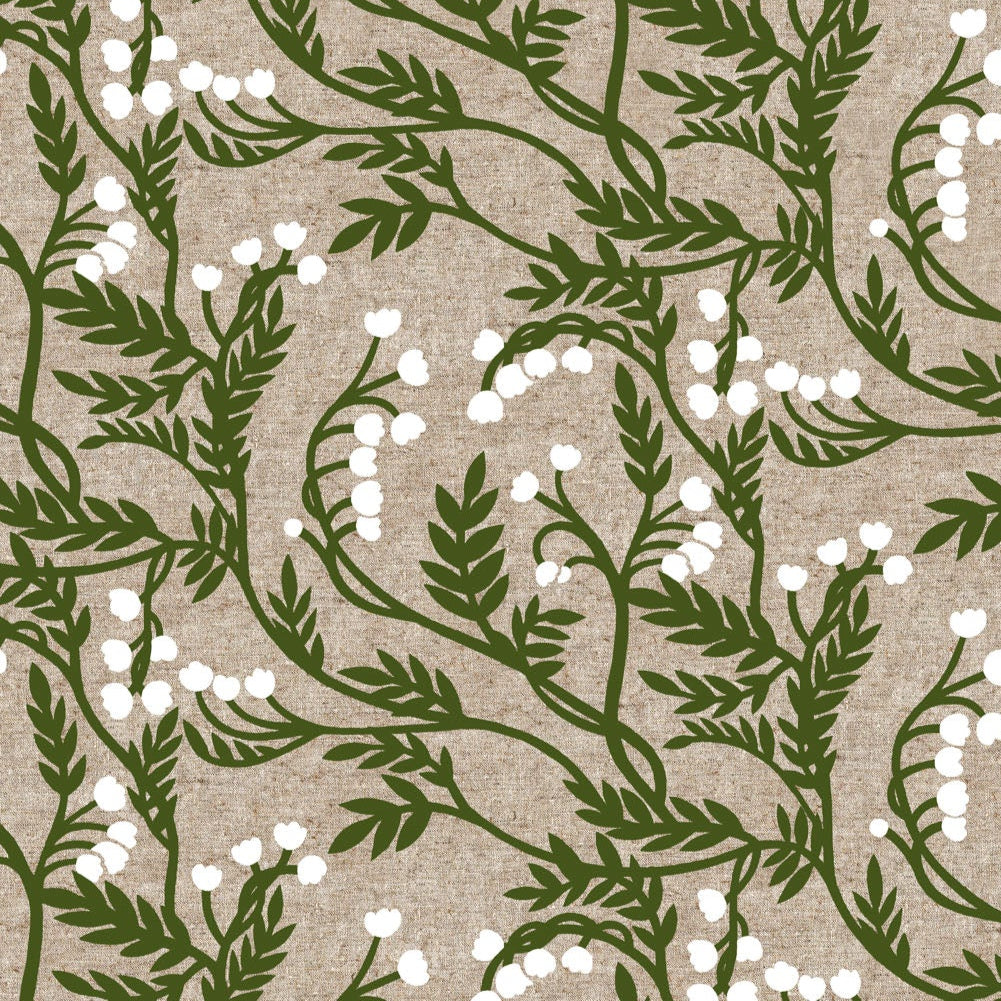 Grove Linen Cotton Canvas Branches Green ½ yd-Fabric-Spool of Thread