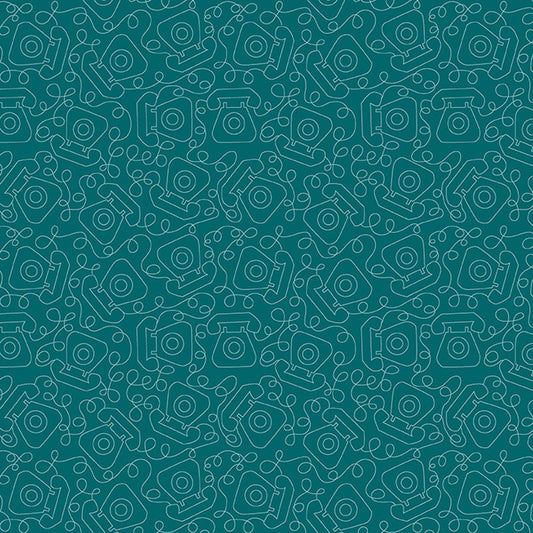 Happy Notes Dark Teal ½ yd-Fabric-Spool of Thread
