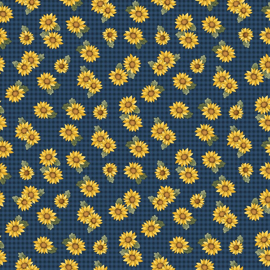 Heartland Sunflowers Dark Blue ½ yd-Fabric-Spool of Thread