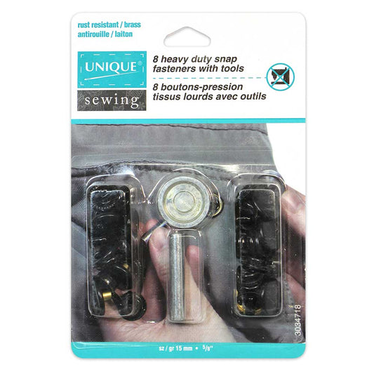 Heavy Duty Snap Fasteners With Tool, 15mm, Black-Notion-Spool of Thread