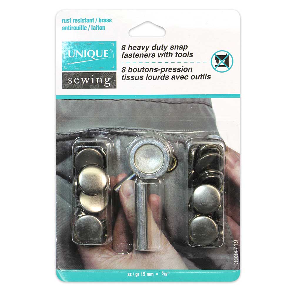 Heavy Duty Snap Fasteners With Tool, 15mm, Gunmetal-Notion-Spool of Thread