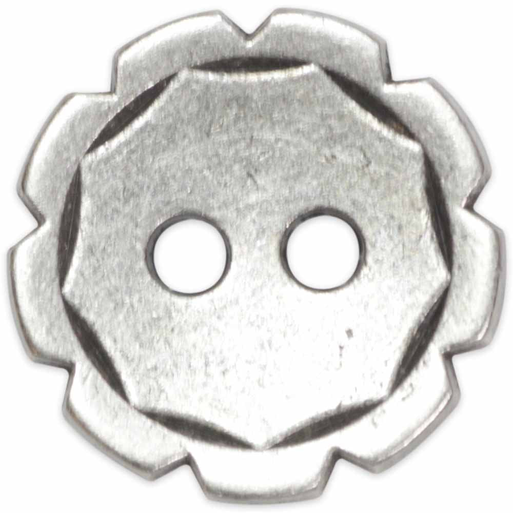 Honest Button - 13mm (½″), 2 Hole, Antique Silver - 2 count-Notion-Spool of Thread