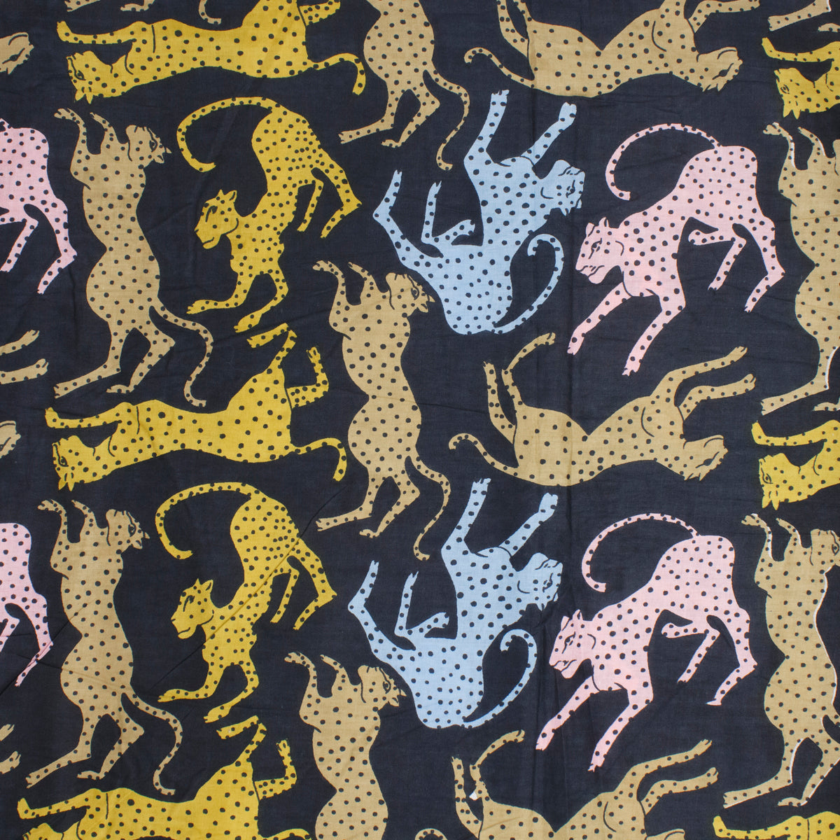 Cotton Block Print Lawn Cheetah Midnight Blue ½ yd