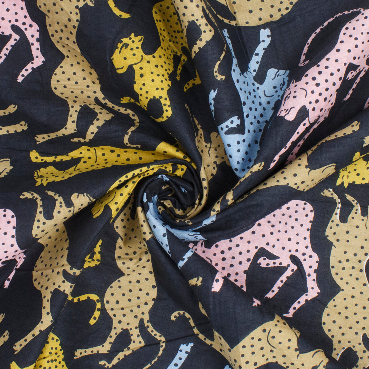 Cotton Block Print Lawn Cheetah Midnight Blue ½ yd