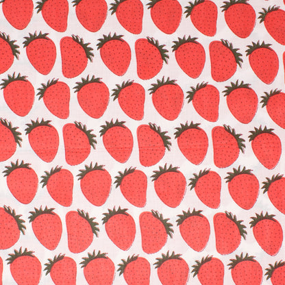 Cotton Block Print Lawn Fresh Strawberry Red ½ yd