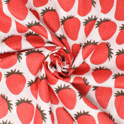 Cotton Block Print Lawn Fresh Strawberry Red ½ yd
