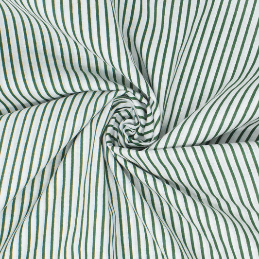 Cotton Block Print Lawn Mini Stripe Grass ½ yd