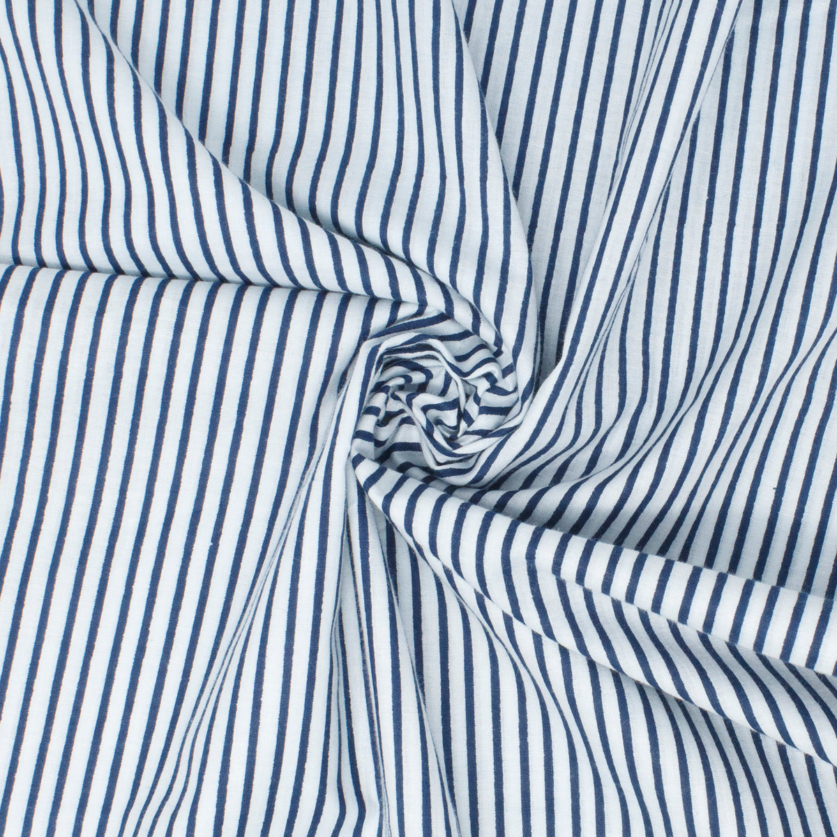Cotton Block Print Lawn Mini Stripe Marine ½ yd