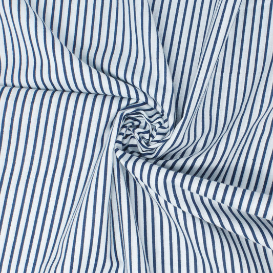 Cotton Block Print Lawn Mini Stripe Marine ½ yd