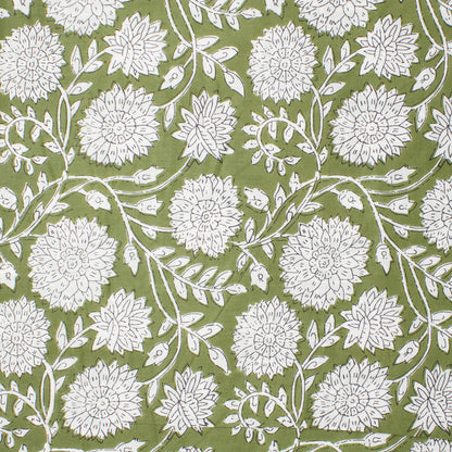 Cotton Block Print Lawn Meadow Olive ½ yd