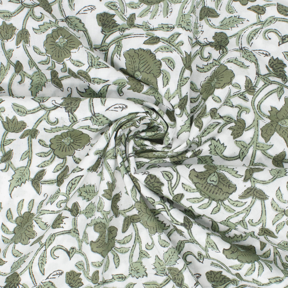 Cotton Block Print Lawn Ivy Hunter ½ yd